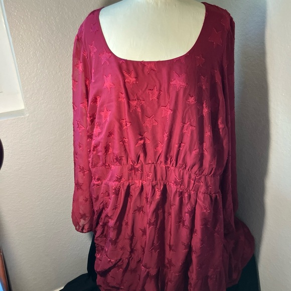 Torrid Womens Plus 4X 26 Dress Midi Clip Dot Chiffon Tiered Red Star 18913884 - Picture 5 of 5